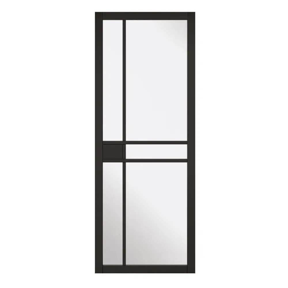 Greenwich Clear Glass - 5 Panel Black Frame Door - 30" x 80"